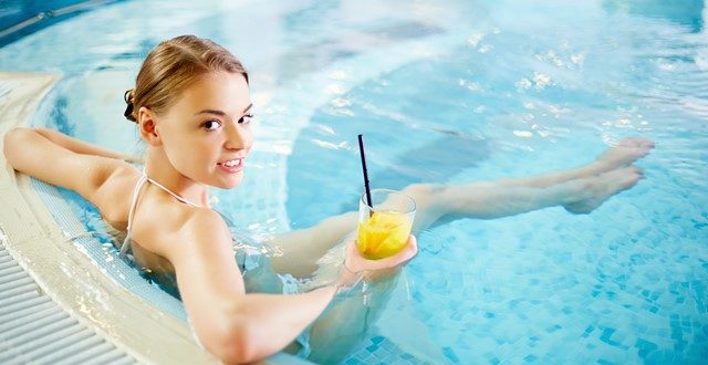 Beautiful girl in hot tub