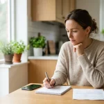 Getting Your Questions Ready Before a Dental Visit Adult preparing questions and notes before a dental visit.